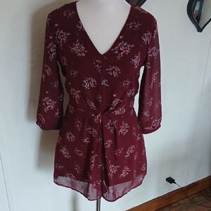 Alya Maroon Floral Romper